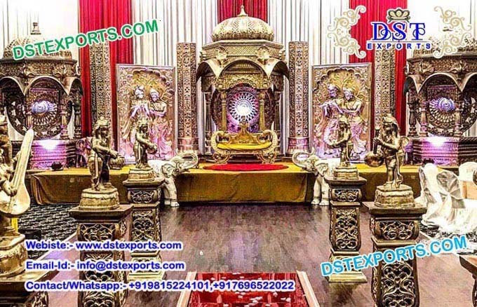 Metal Look Radha Krishan Theme Wedding Stage