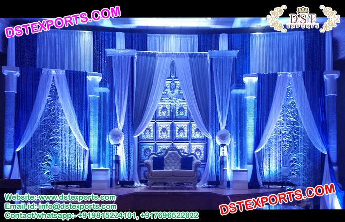 Exclusive Blue Theme Wedding Stage Setup