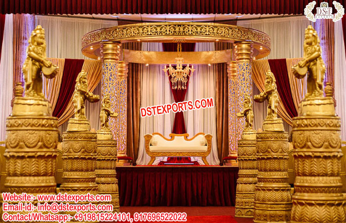 Marvelous Indian Wedding Golden Carved Mandap