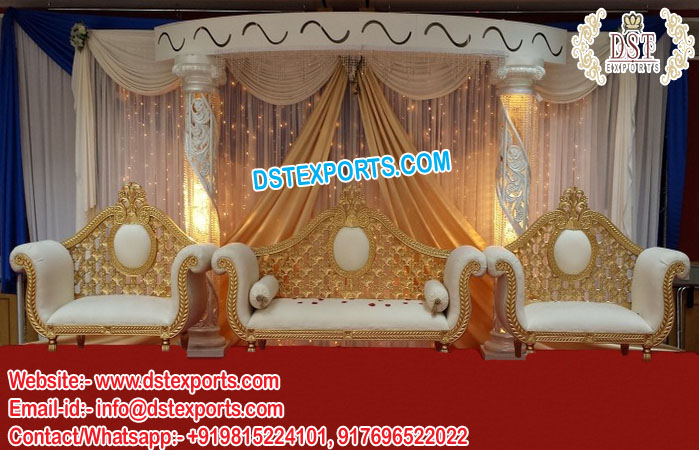Muslim Nikah Stage Golden Sofa Set