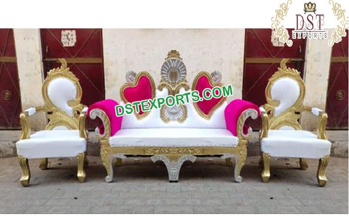 Designer Double Heart Sofa & Chairs for Wedding
