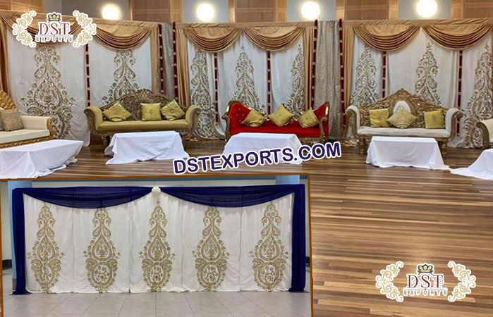 Embroidered Sangeet Event Backdrop Curtains