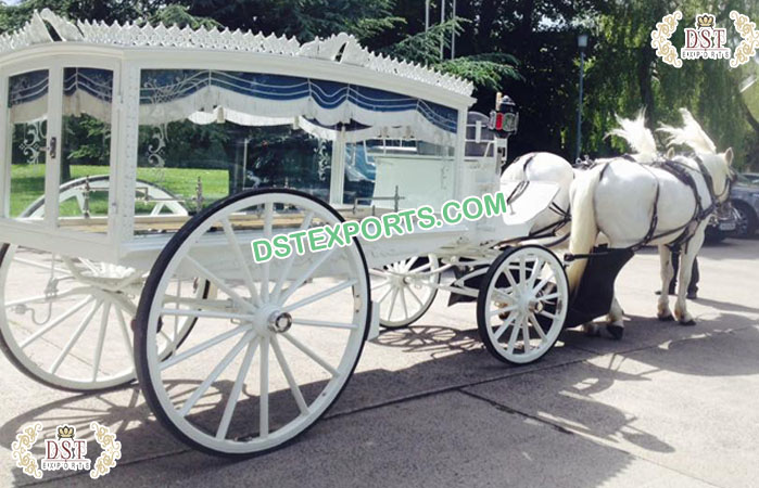 Traditional White Funeral Hearse Carriage