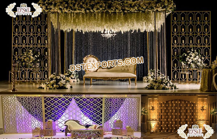 Reception Stage Metallic Candle Wall Backdrop