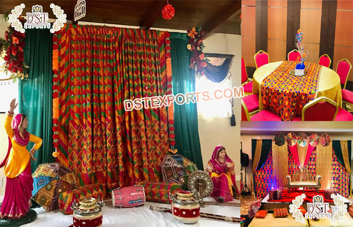 Punjabi Phulkari Decoration for Mehndi Function