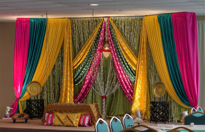 Magnificent Sangeet Stage Draping Decoration