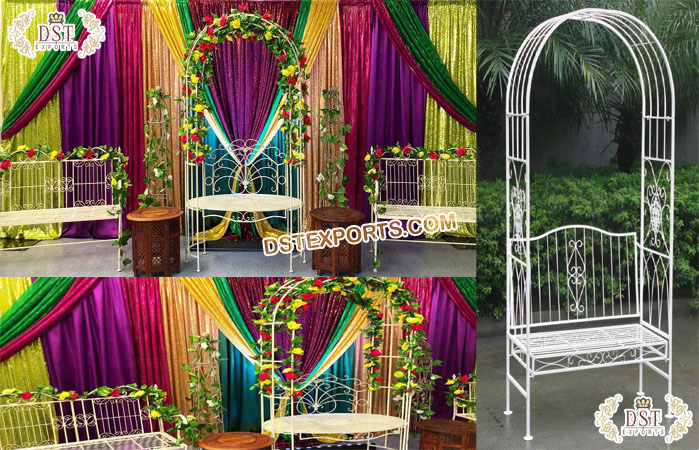 Wedding Metal Arch Bench Sofa for Bride Groom