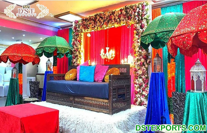 Lovely Umbrella Decoration for Mehndi Stage