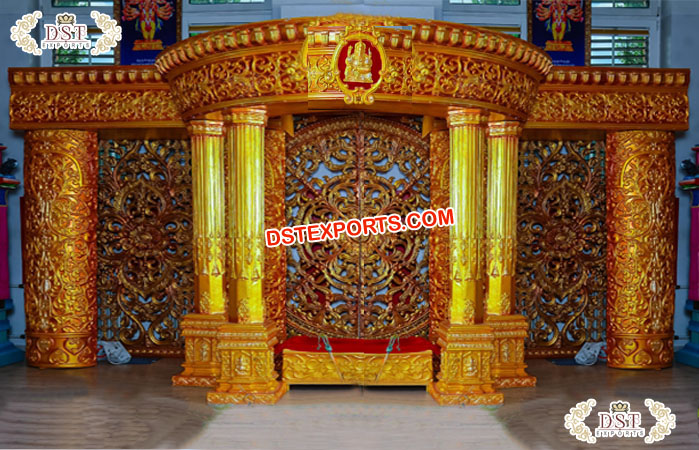 Tamil Gold Theme Wedding Stage Decoration