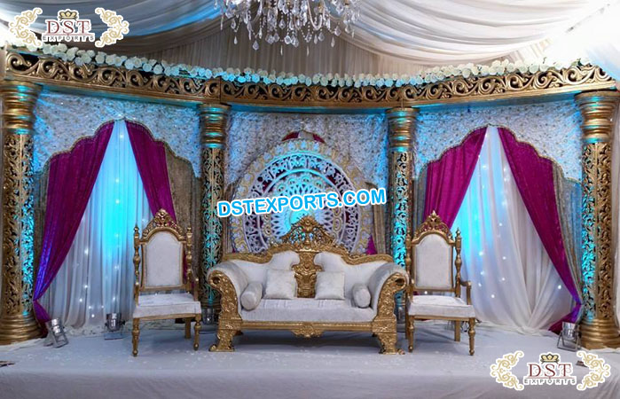 Muslim Wedding Golden Theme Stage Setup