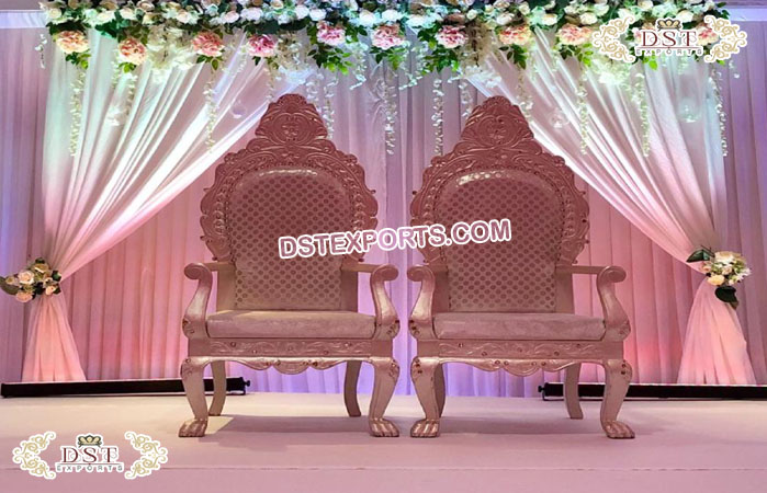 Modern White Bride and Groom Chairs