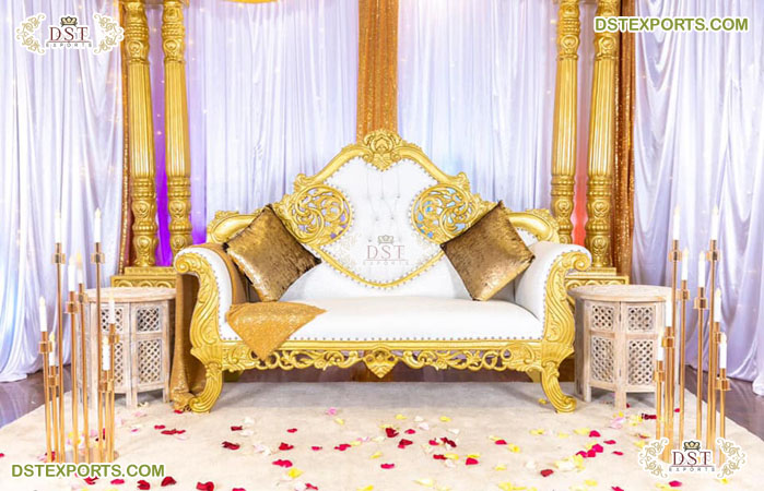 Wholesale Luxury Event Gold White Wedding Sofa