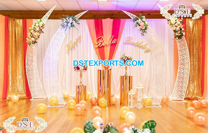 Wedding Stage Moon Arches Backdrop Decor