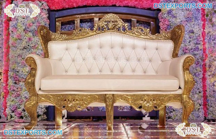 Fancy Wedding Couch in White and Gold