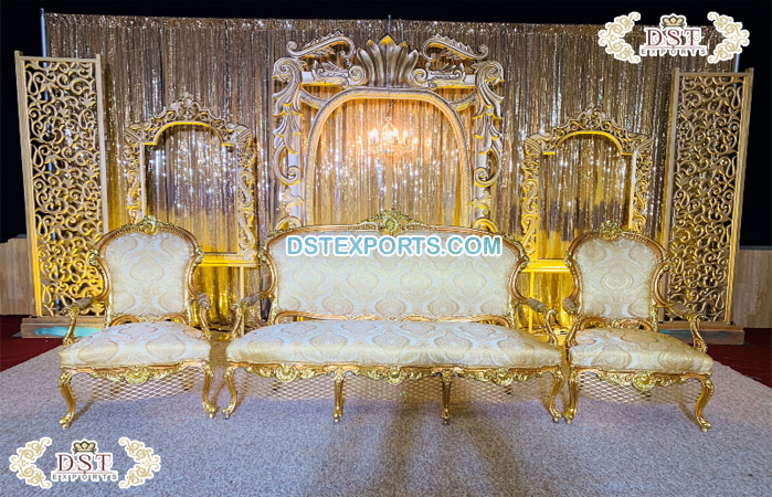 Muslim Golden Theme Backdrop Wedding Stage