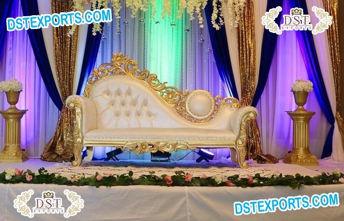 Royal Design White Gold Wedding Couch