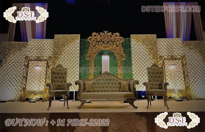 Glamorous Wedding Stage Leather Tufted Panels