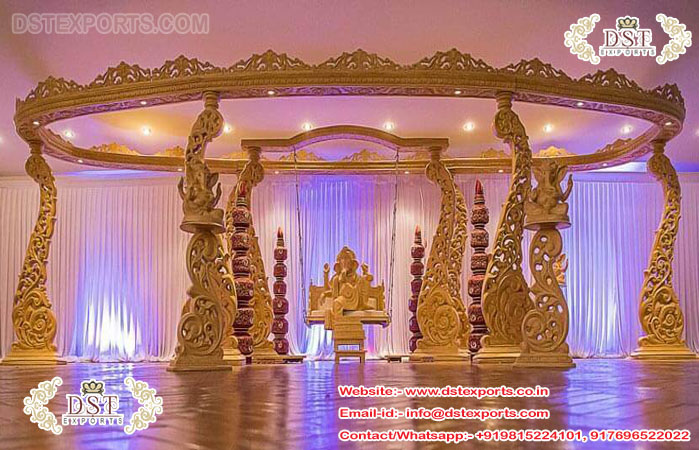 Fiber Carved Hindu Wedding Mandap Decor Set