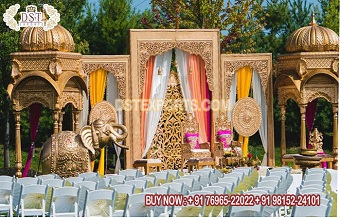 Royal Family Wedding Stage At Outdoor Ceremony