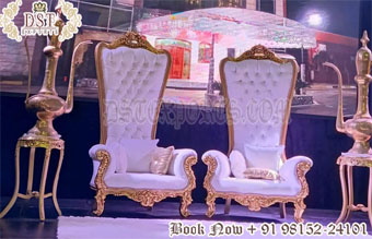 Royal Wedding Stage High Back Bride Groom Chairs