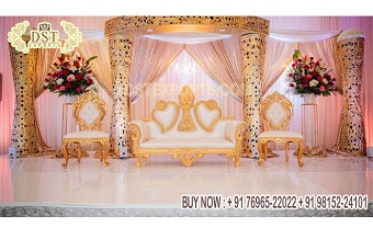 Golden Open Theme Wedding Stage Decoration