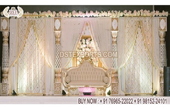 Elegant White Gold Theme Wedding Open Stage