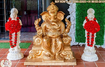 Golden Ganpati Statue For Wedding Welcome Area