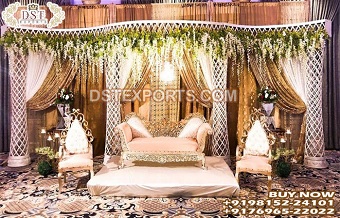 Open Style Crystal Pillar Wedding Stage Setup