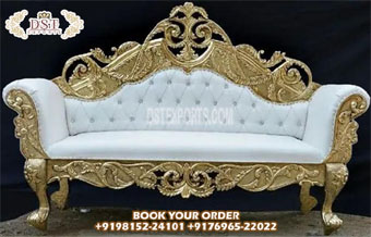 Royal Look White Gold Sofa for Wedding Reception