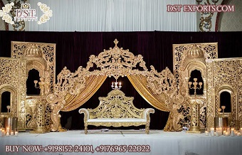 Gorgeous Golden Theme Muslim Walima Stage