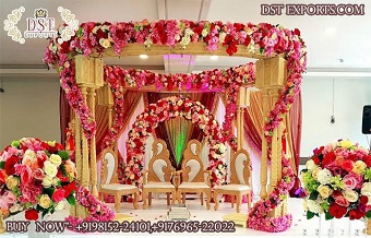 Classy Wedding Wooden Look FRP Triveni Mandap