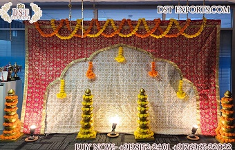Hindu Wedding Mehndi Stage Embroidered Backdrops