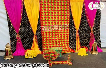 Indian Mehndi Decor Phulkari Backdrop for Stage