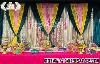 Shiny Backdrop Curtains For Sangeet Ceremony Stage