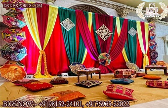 Punjabi Wedding Ceremony Backdrop Colorful Drape