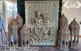 Lovely Wedding Entrance Decor With Radha Krishna
