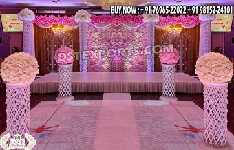 Gorgeous Diamond Pillars Wedding Stage Decoration