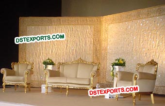 Wedding Golden Carved Sofa Sets