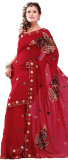 Deep Red Faux Georgette Saree