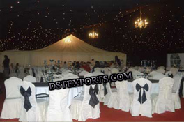 WEDDEING WHITE CHAIR COVER  WITH BLACK TIE BACK