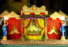 WOODEN CARVED STAGE WITH SWING