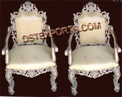 WEDDING SILVER CARVING METAL CHAIRS
