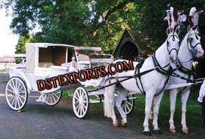 WHITE DOUBLE HORSE CARRIAGE