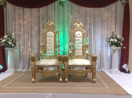 WEDDING GOLDEN BRIDE GROOM CHAIRS