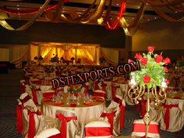 WEDDING CHAIR COVER WITH RED SASHAS