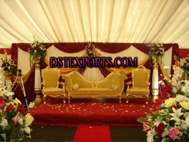 ASIAN WEDDING CARVED FURNITURES WITH PILLARS