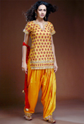 WEDDING RED AND YELLOW PATIALA SUIT
