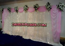 WEDDING STAGE SILVER PINK BACKDROP