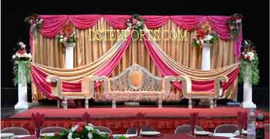 WEDDING STAGE GOLD PINK BACKDROP