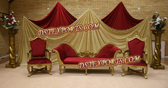 WEDDING GOLDEN FURNITURE WITH MAROON SEATING